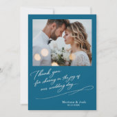 Script Modern Wedding 2 Photos Thank You Card Bedankkaart (Voorkant)