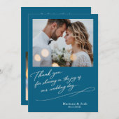 Script Modern Wedding 2 Photos Thank You Card Bedankkaart (Voorkant / Achterkant)