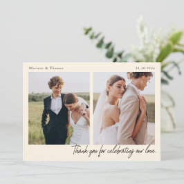 Script Modern Wedding 2 Photos Thank You Card Bedankkaart