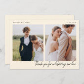 Script Modern Wedding 2 Photos Thank You Card Bedankkaart (Voorkant / Achterkant)