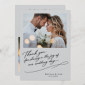 Script Modern Wedding 2 Photos Thank You Card Bedankkaart (Voorkant / Achterkant)