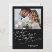 Script Modern Wedding 2 Photos Thank You Card Bedankkaart (Voorkant)