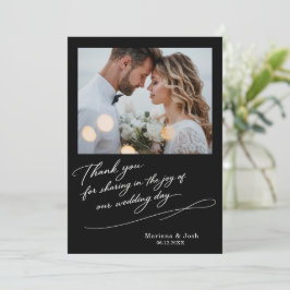 Script Modern Wedding 2 Photos Thank You Card Bedankkaart