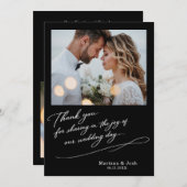 Script Modern Wedding 2 Photos Thank You Card Bedankkaart (Voorkant / Achterkant)