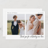 Script Modern Wedding 2 Photos Thank You Card Bedankkaart (Voorkant / Achterkant)