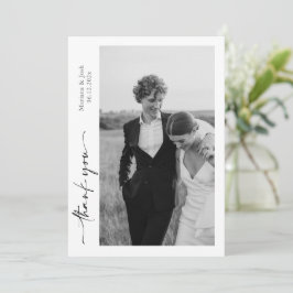 Script Modern Wedding 2 Photos Thank You Card Bedankkaart