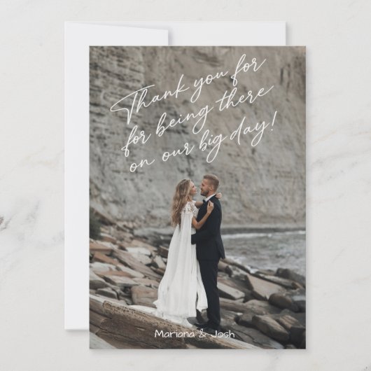 Script Modern Wedding Photo Thank You Card Bedankkaart (Voorkant)