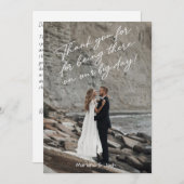 Script Modern Wedding Photo Thank You Card Bedankkaart (Voorkant / Achterkant)