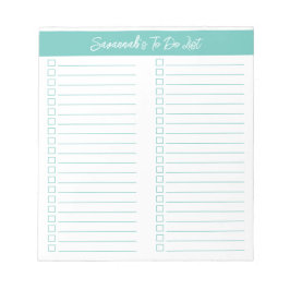 Script Moderne Aqua Checklist met twee kolommen Notitieblok