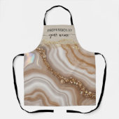 Script Moderne aquarel beige en goud op maat Schort (Voorkant)