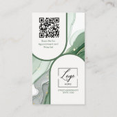 Script moderne boog sage groene foto qr code logo visitekaartje (Achterkant)