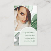 Script moderne boog sage groene foto qr code logo visitekaartje (Voorkant)
