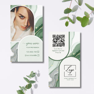 Script moderne boog sage groene foto qr code logo visitekaartje