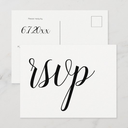Script moderne bruiloft rsvp briefkaarten (Voorkant / Achterkant)