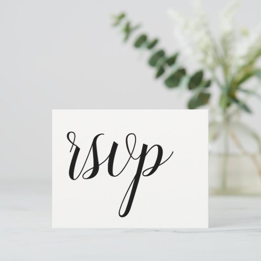 Script moderne bruiloft rsvp briefkaarten (Staand voorkant)