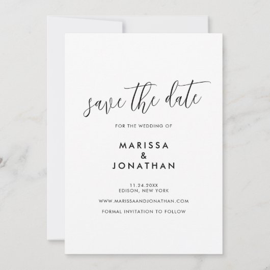 Script Moderne foto Bewaar de datum uitnodiging (Achterkant)