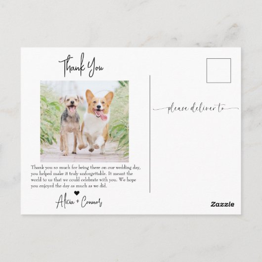 Script Moderne Foto Huwelijk Bedankt Briefkaart (Achterkant)