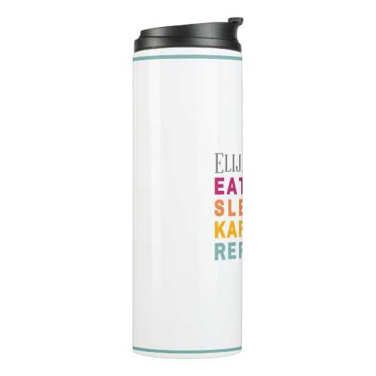 Script Moderne Kinder Martial Arts Silhouet Karate Thermosbeker (Gedraaid links)