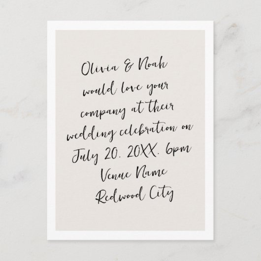 Script Moderne minimalistische bruiloft Briefkaart (Voorkant)