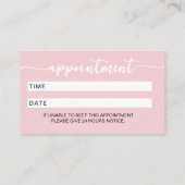 Script Moderne Roze en Witte Tint Afsprakenkaartje (Achterkant)