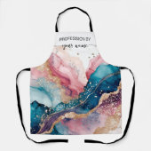 Script Moderne waterverf blush roze en goud Schort (Voorkant)