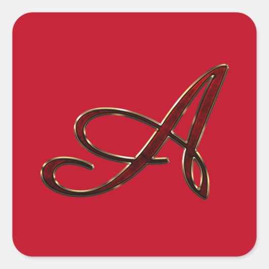 Script Monogram A Vierkante Sticker (Voorkant)