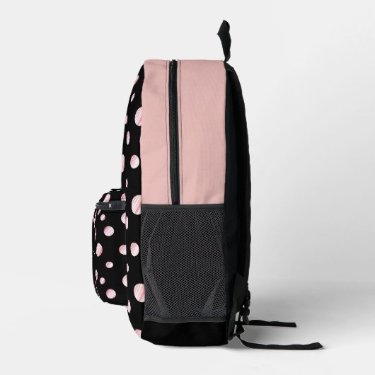 Script Monogram Aangepaste naam Black Polka Dot Ci Bedrukte Rugzak (Rechts)