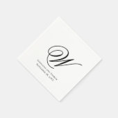 Script Monogram Black White Elegant Wedding Servet (Hoek)