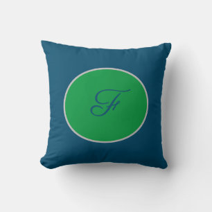Script Monogram Blauw en Groen Kussen
