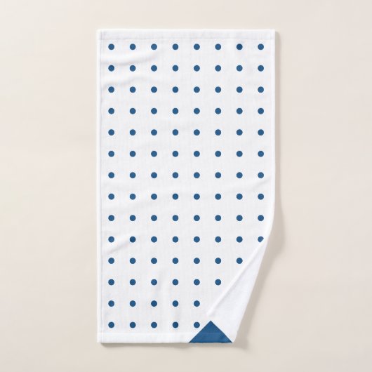 Script Monogram Blauw op wit Polka Dot Patroon Bad Handdoek (Handdoek)
