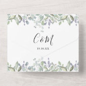 Script Monogram Bloem QR Code Bruiloft  All In One Uitnodiging (Achterkant)