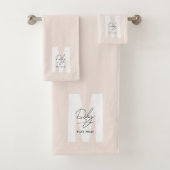Script Monogram Blush Roze Moderne Chic Handtekeni Bad Handdoek (Insitu)