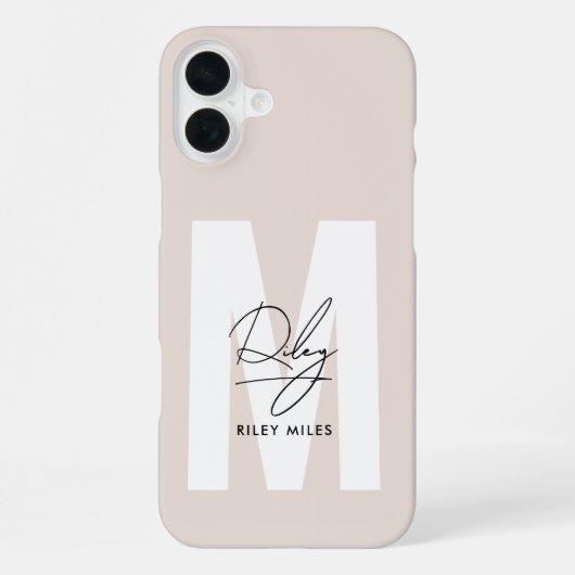 Script Monogram Blush Roze Moderne Chic Handtekeni iPhone Hoesje (Achterkant)