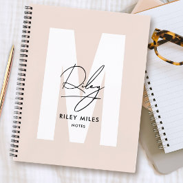 Script Monogram Blush Roze Moderne Chic Handtekeni Notitieboek