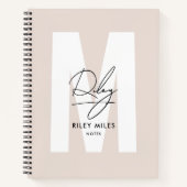 Script Monogram Blush Roze Moderne Chic Handtekeni Notitieboek (Voorkant)
