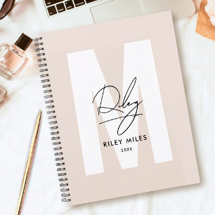Script Monogram Blush Roze Moderne Chic Handtekeni Planner