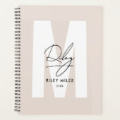 Script Monogram Blush Roze Moderne Chic Handtekeni Planner (Voorkant)