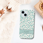 Script Monogram Boho Groen Wit Grijs Bloem Case-Mate iPhone Case