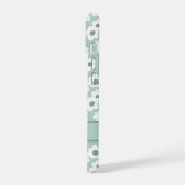 Script Monogram Boho Groen Wit Grijs Bloem iPhone 15 Case (Linkerkant)
