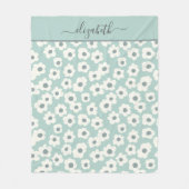 Script Monogram Boho Groen Wit Grijs Bloemmotief  Fleece Deken (Voorkant)