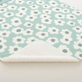 Script Monogram Boho Groen Wit Grijs Bloemmotief Sherpa Deken (3/4)