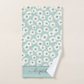 Script Monogram Boho Salie Groen Wit Grijs Bloem Bad Handdoek (Handdoek)