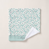Script Monogram Boho Salie Groen Wit Grijs Bloem Bad Handdoek (Wasdoekje)