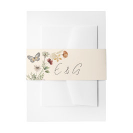 Script Monogram Boho Wildflower Bruiloft Uitnodigingen Wikkel