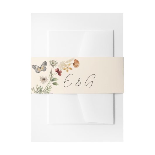 Script Monogram Boho Wildflower Bruiloft Uitnodigingen Wikkel (Voorkant Voorbeeld)