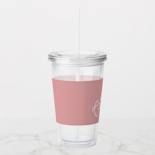 Script monogram, boomgaard roze acryl drinkbeker (Rechts)