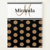 Script Monogram Bruin Polka Dots Zwart Wit Planner (Achterkant)