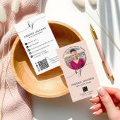 Script Monogram Cirkel Zakelijk Foto Logo QR Code Visitekaartje