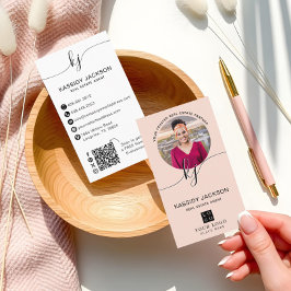 Script Monogram Cirkel Zakelijk Foto Logo QR Code Visitekaartje