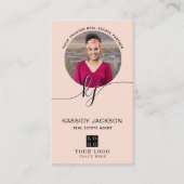 Script Monogram Cirkel Zakelijk Foto Logo QR Code Visitekaartje (Voorkant)